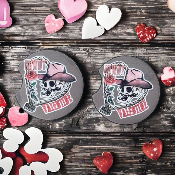 Howdy Valentine Car Coaster Set | Car Accessories | Valentine’s Day - Picture 3 of 12